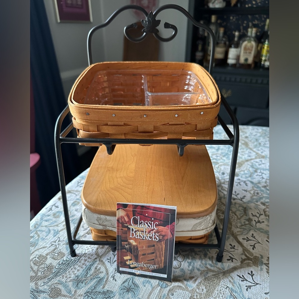 Longaberger Little Bin Basket with Black Metal Stand